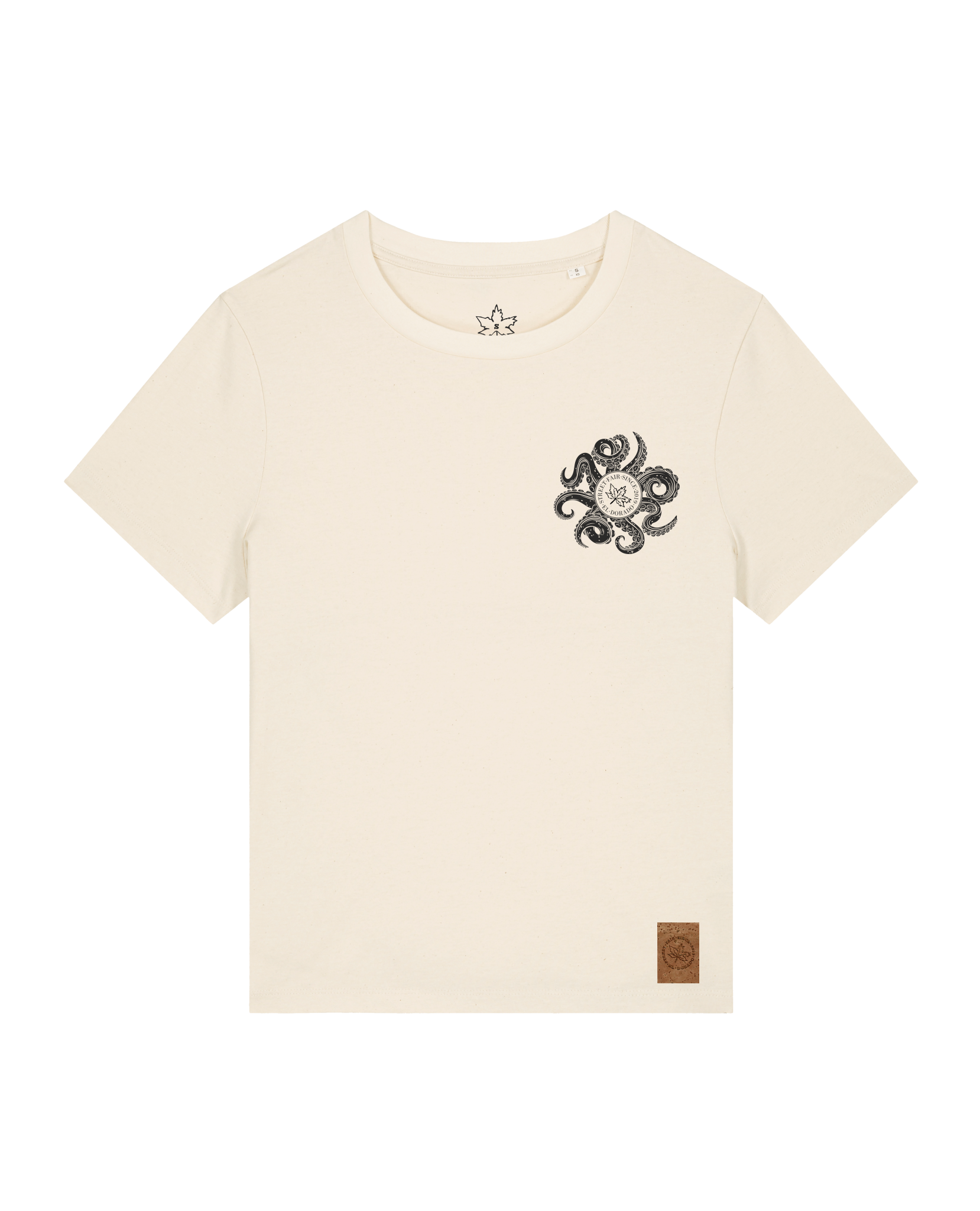 bio-female-medium fit-tshirt-octo (backprint)-sttw172-natur-front