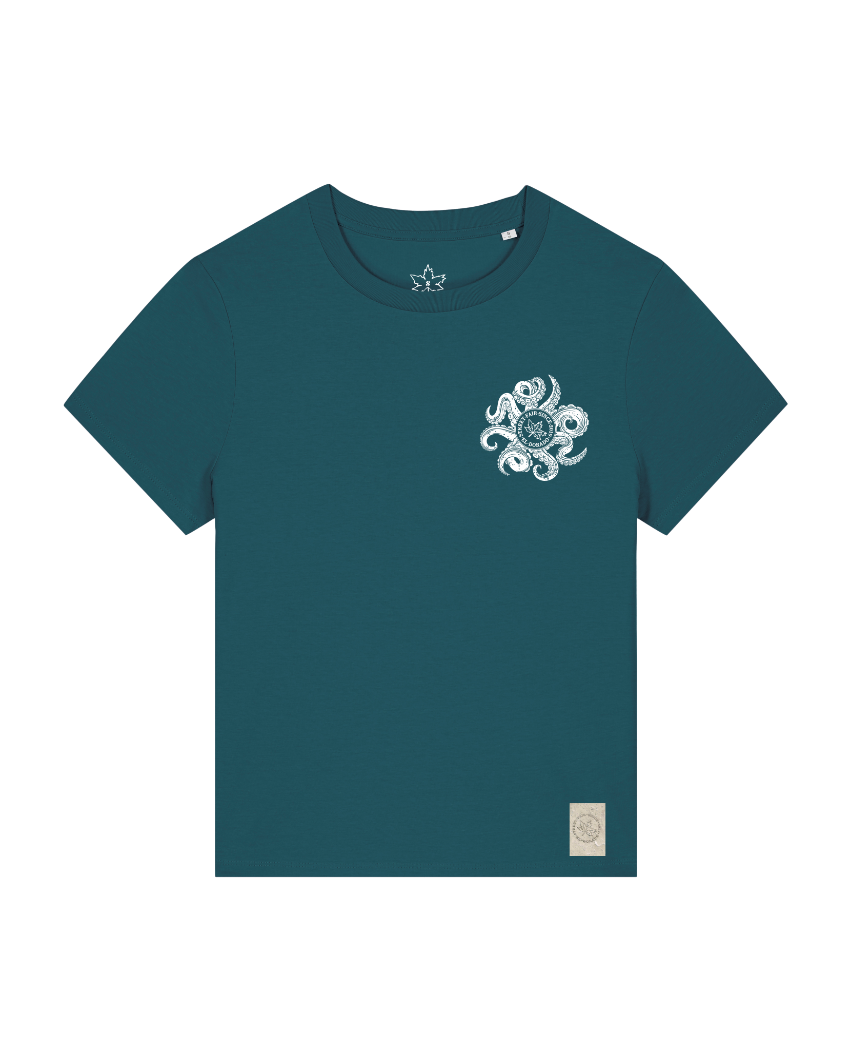 bio-female-medium fit-tshirt-octo (backprint)-sttw172-nordmanntanne-front