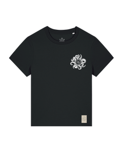 bio-female-medium fit-tshirt-octo (backprint)-sttw172-schwarz-front