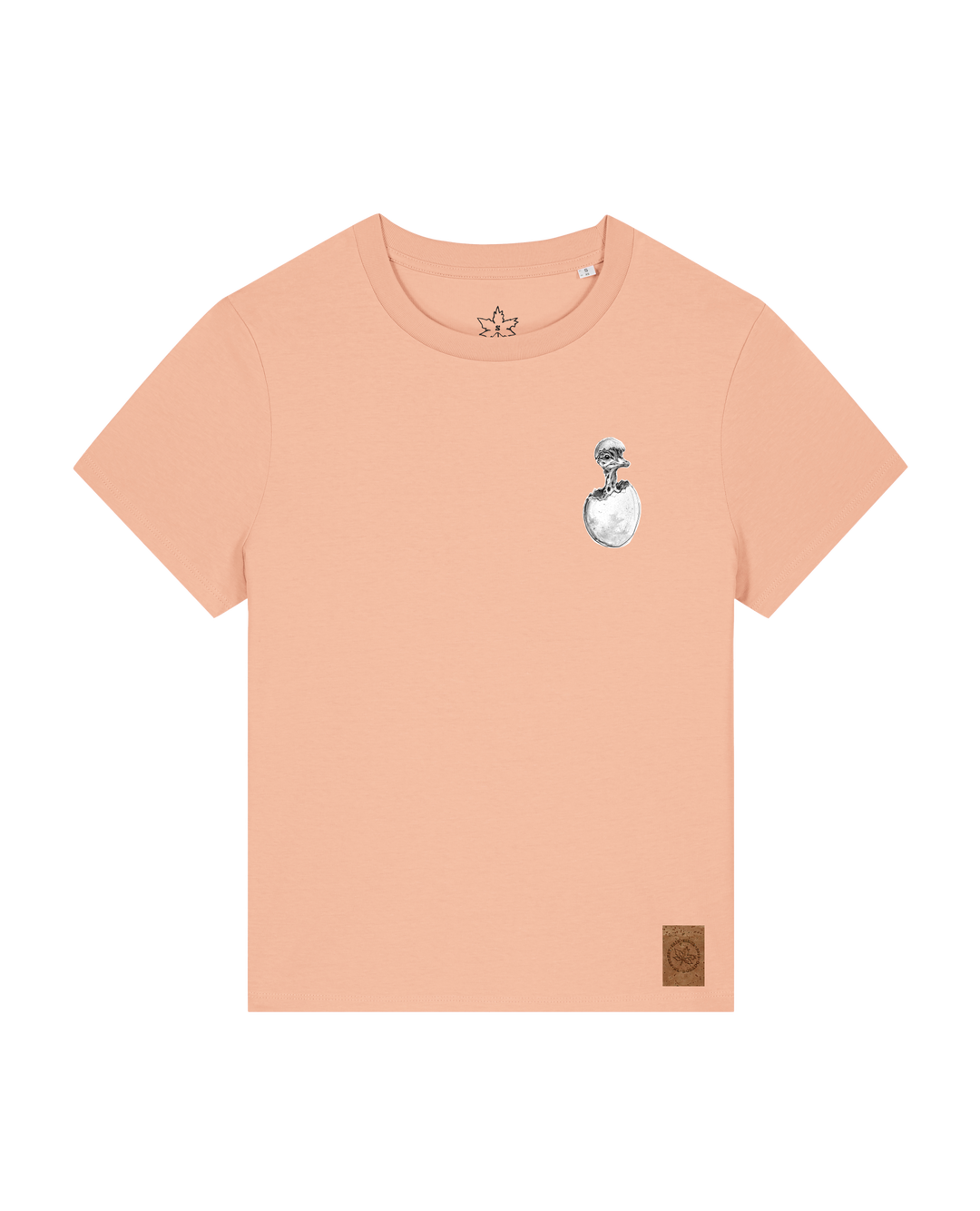 bio-female-medium fit-tshirt-ostrich evolution (backprint)-sttw172-agyptische keramik-front