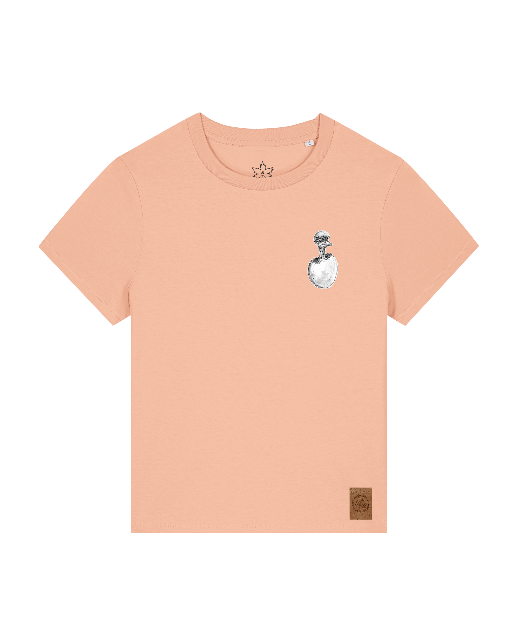 bio-female-medium fit-tshirt-ostrich evolution (backprint)-sttw172-agyptische keramik-front