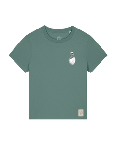 bio-female-medium fit-tshirt-ostrich evolution (backprint)-sttw172-blautanne-front