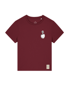 bio-female-medium fit-tshirt-ostrich evolution (backprint)-sttw172-burgunder rot-front