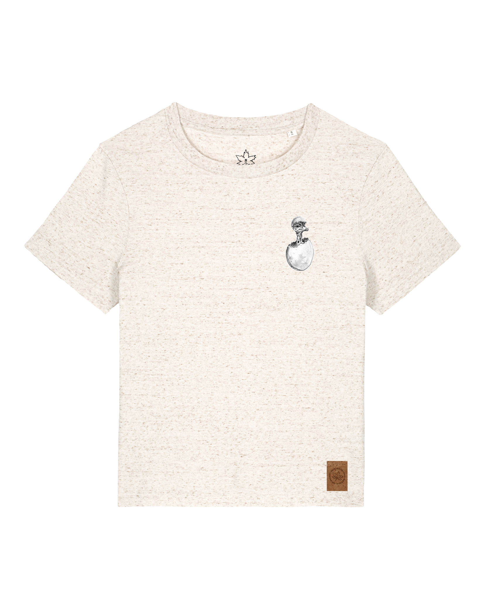 bio-female-medium fit-tshirt-ostrich evolution (backprint)-sttw172-elbsandstein-front