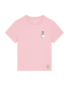bio-female-medium fit-tshirt-ostrich evolution (backprint)-sttw172-flamingo-front