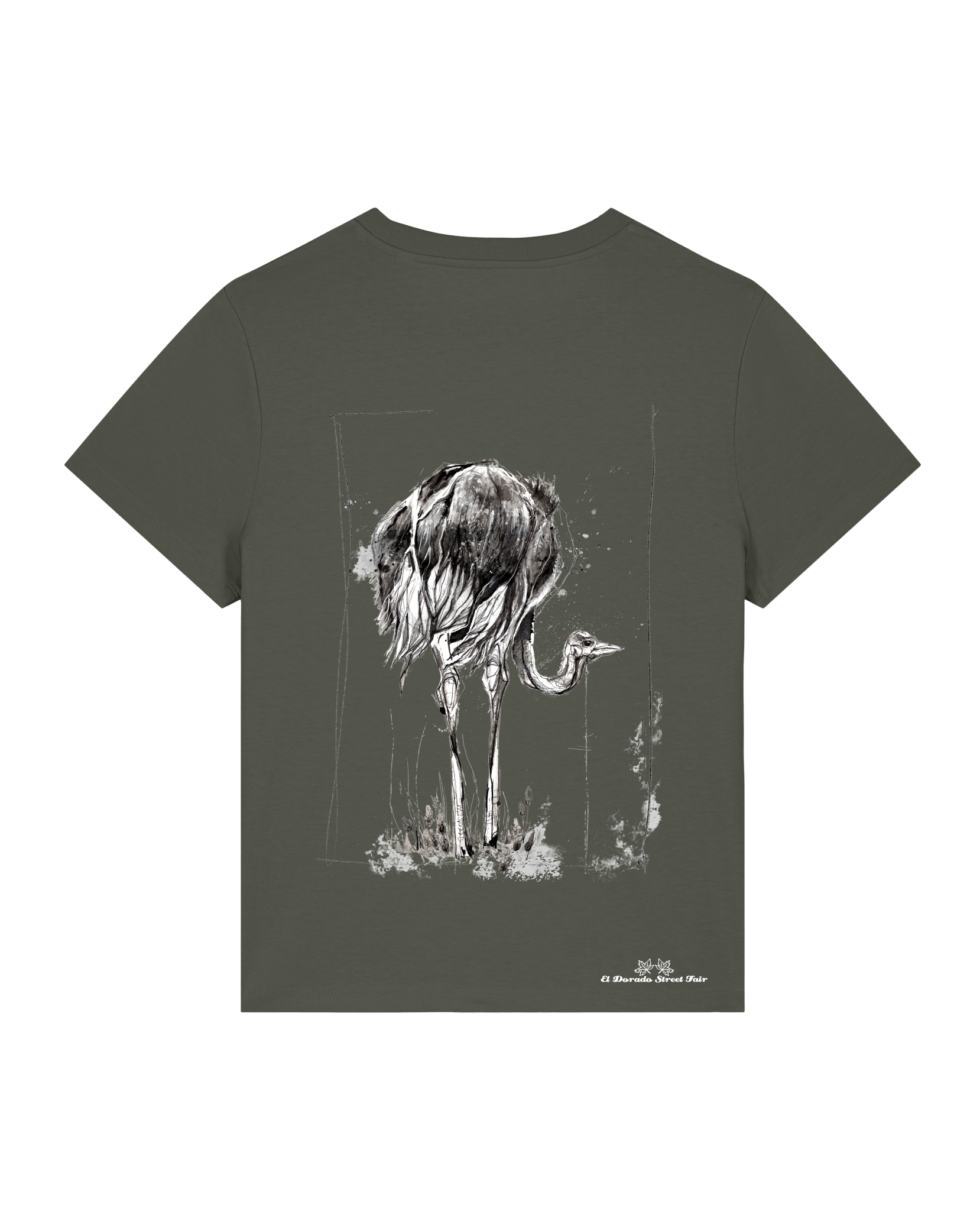 Bio Damen Medium Fit T-Shirt Ostrich Evolution (Backprint)