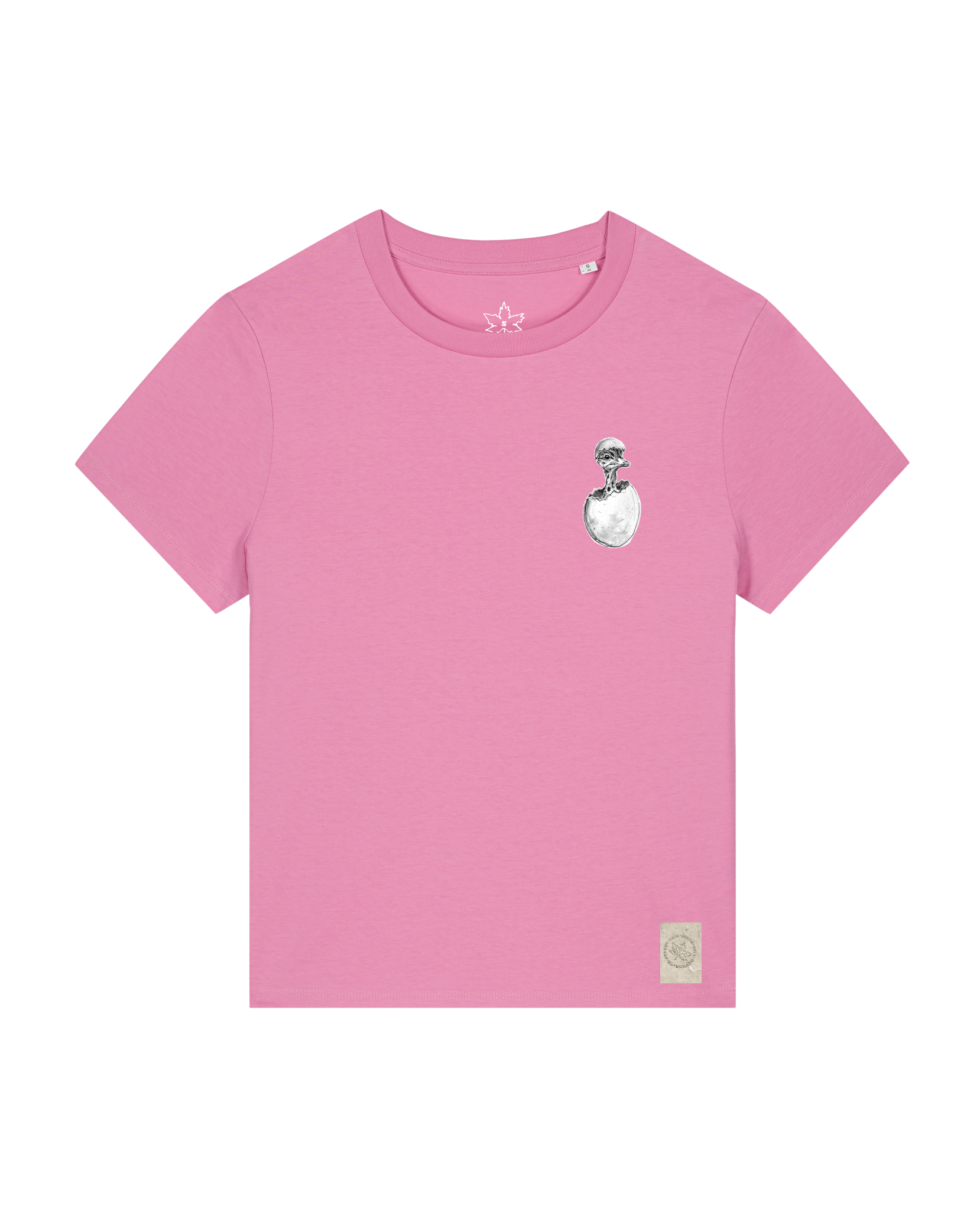 bio-female-medium fit-tshirt-ostrich evolution (backprint)-sttw172-kaugummi-front