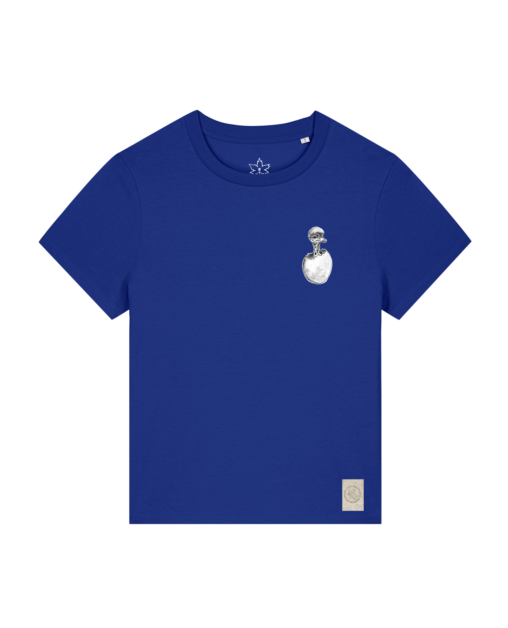bio-female-medium fit-tshirt-ostrich evolution (backprint)-sttw172-kornblume-front