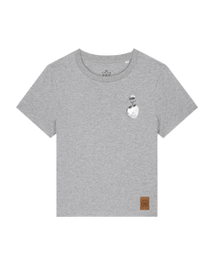 bio-female-medium fit-tshirt-ostrich evolution (backprint)-sttw172-mausgrau-front