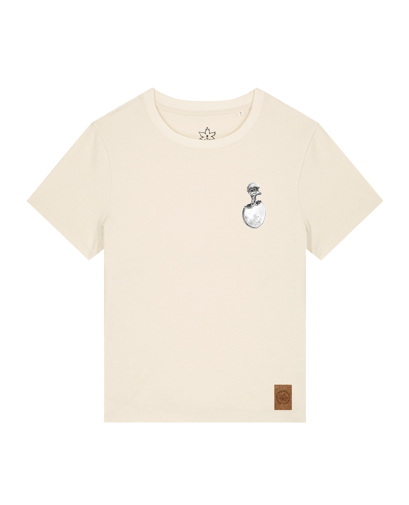 bio-female-medium fit-tshirt-ostrich evolution (backprint)-sttw172-natur-front