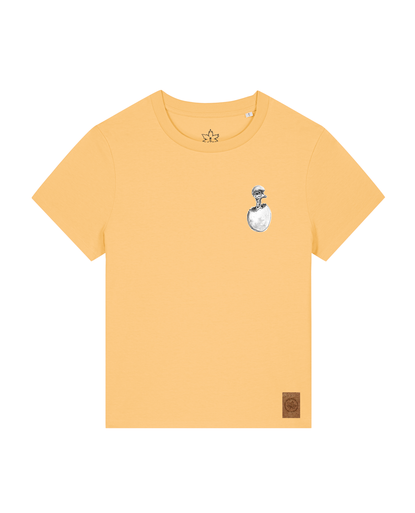 bio-female-medium fit-tshirt-ostrich evolution (backprint)-sttw172-senfkorn-front