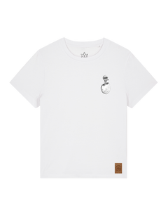 bio-female-medium fit-tshirt-ostrich evolution (backprint)-sttw172-weiß-front