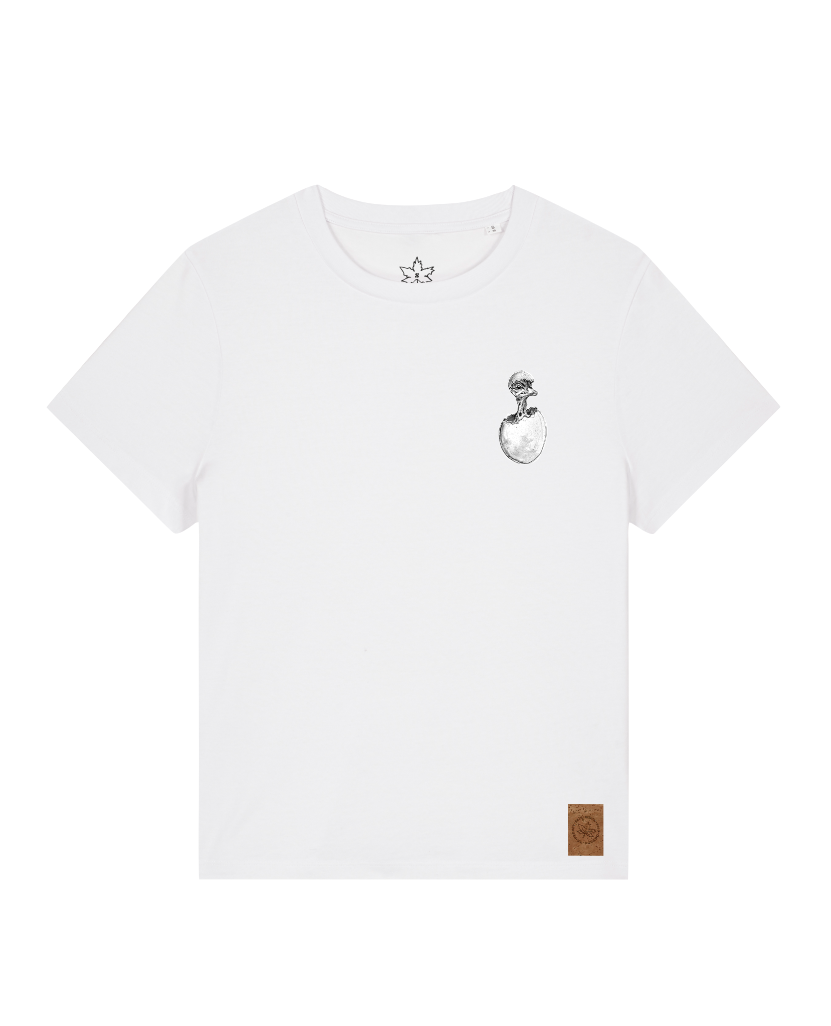bio-female-medium fit-tshirt-ostrich evolution (backprint)-sttw172-weiß-front