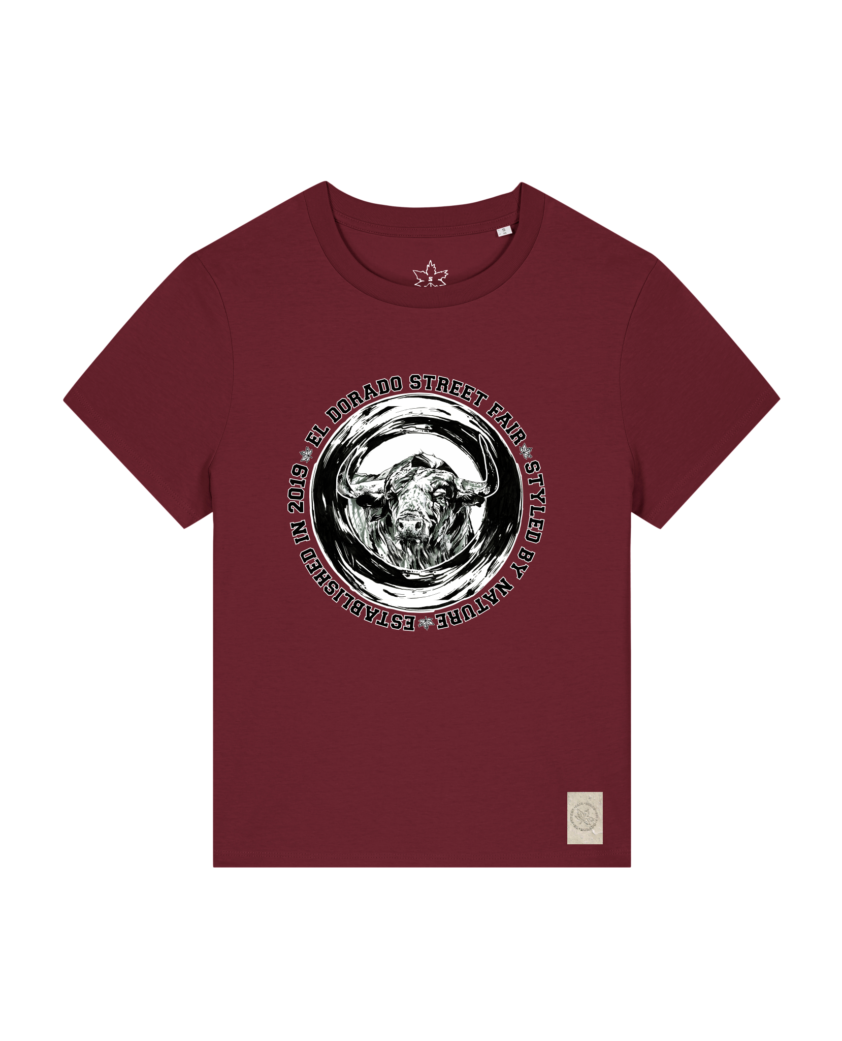 bio-female-medium fit-tshirt-oxpower-sttw172-burgunder rot-front