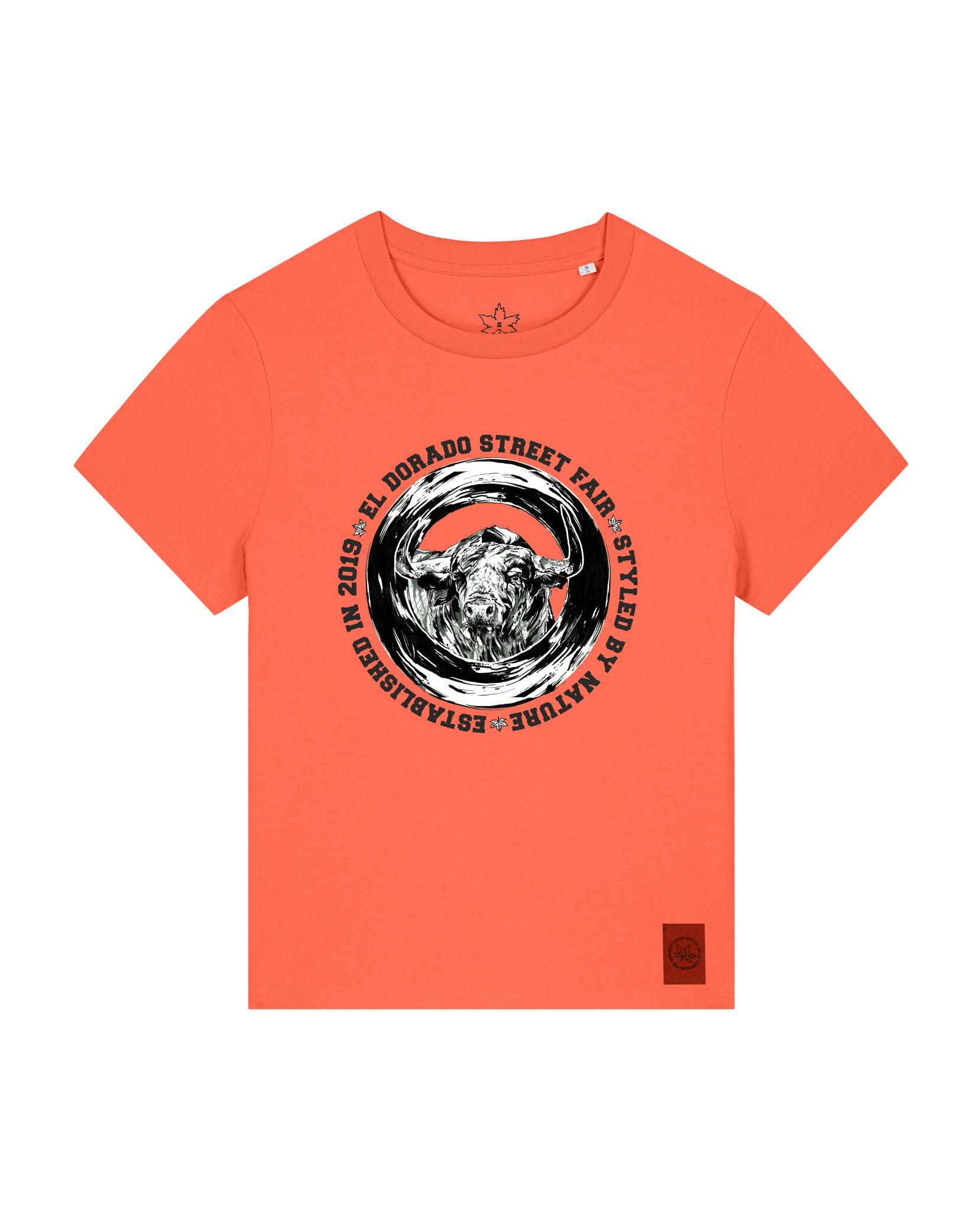 bio-female-medium fit-tshirt-oxpower-sttw172-mandarine-front