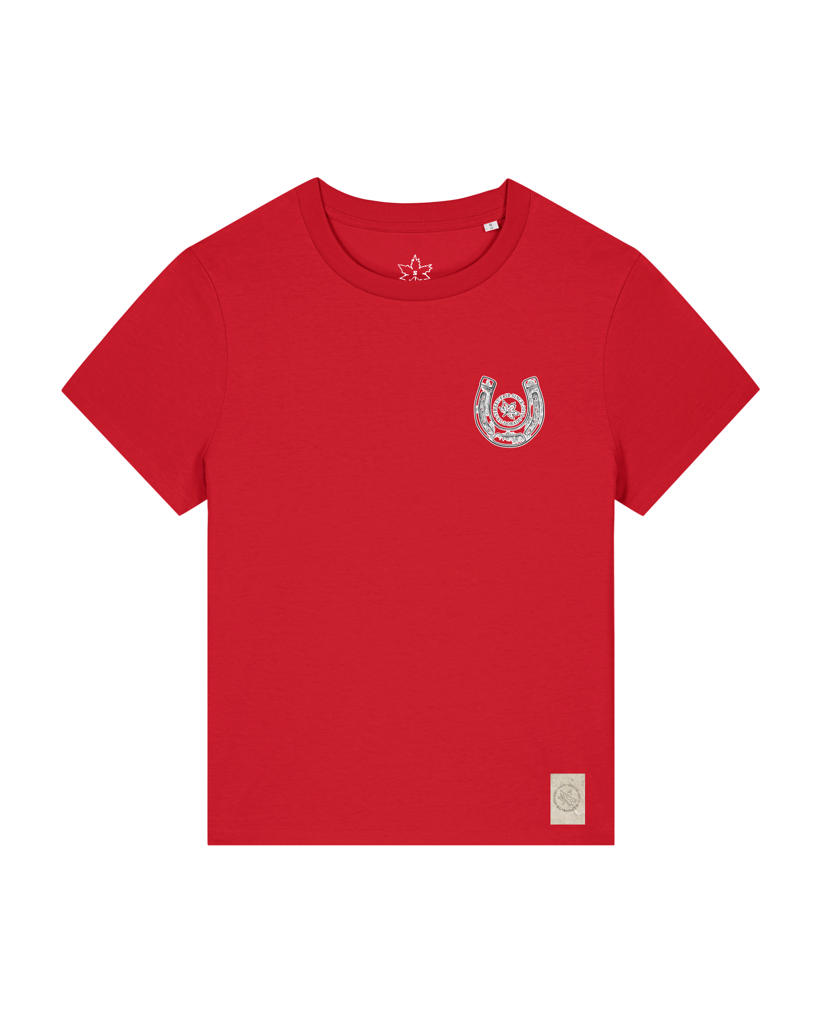 bio-female-medium fit-tshirt-pferd (backprint)-sttw172-erdbeere-front