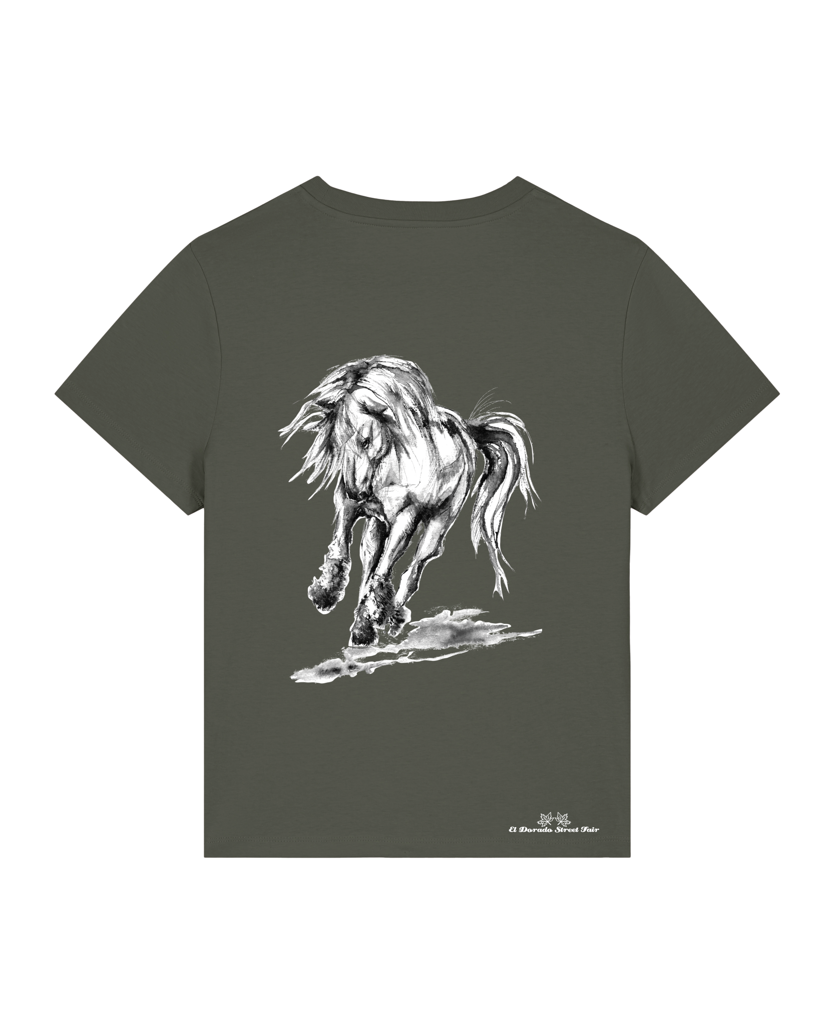 Bio Damen Medium Fit T-Shirt Pferd (Backprint)