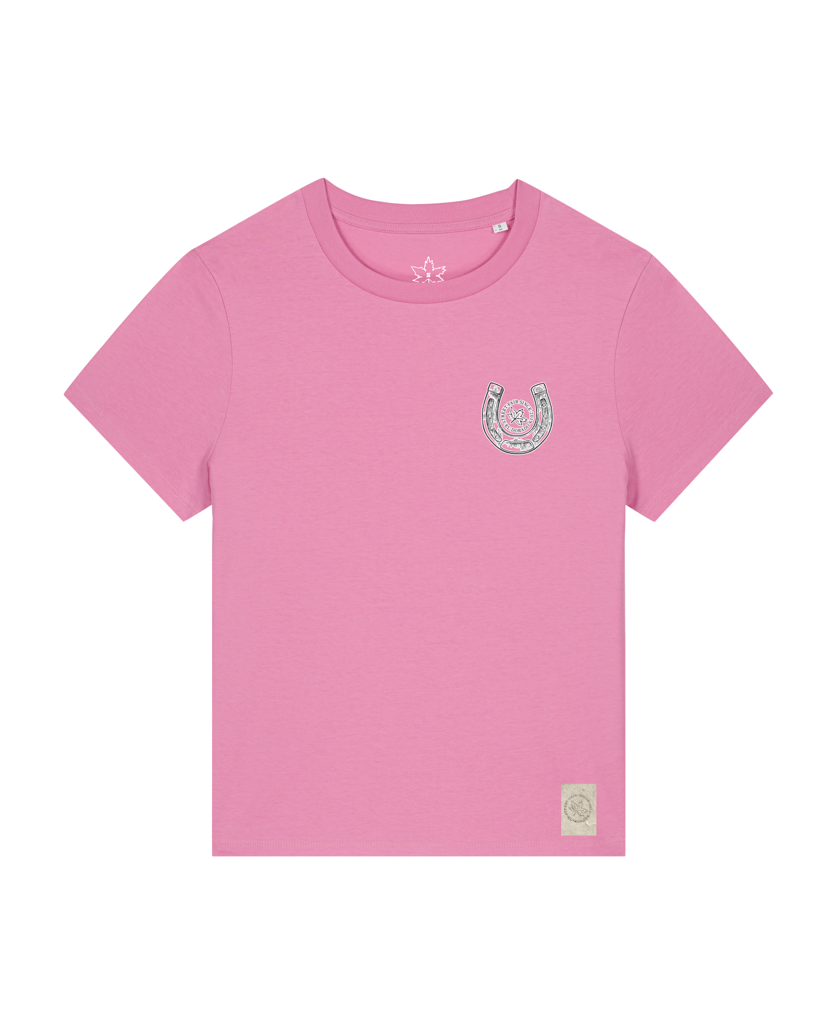 bio-female-medium fit-tshirt-pferd (backprint)-sttw172-kaugummi-front