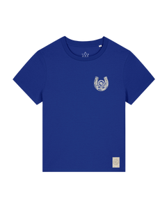 bio-female-medium fit-tshirt-pferd (backprint)-sttw172-kornblume-front