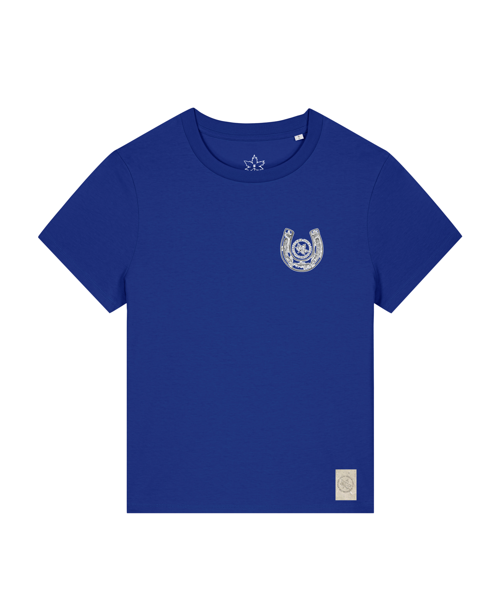 bio-female-medium fit-tshirt-pferd (backprint)-sttw172-kornblume-front