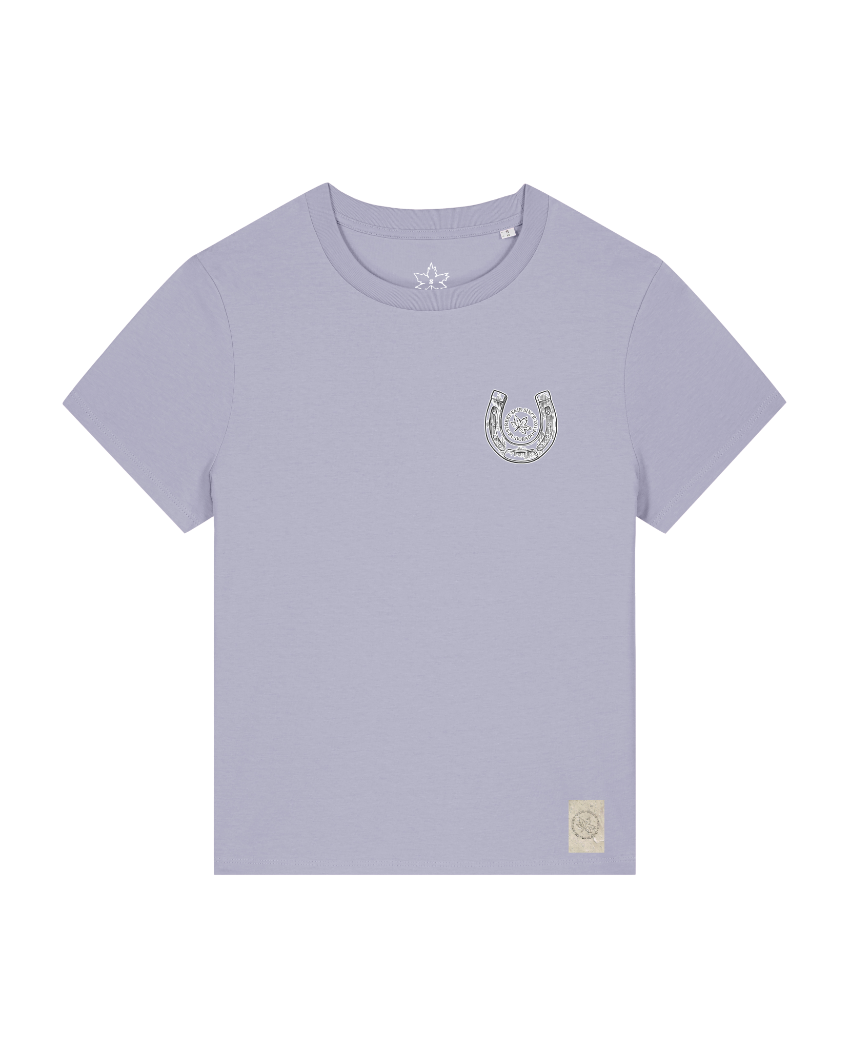 bio-female-medium fit-tshirt-pferd (backprint)-sttw172-lavender-front