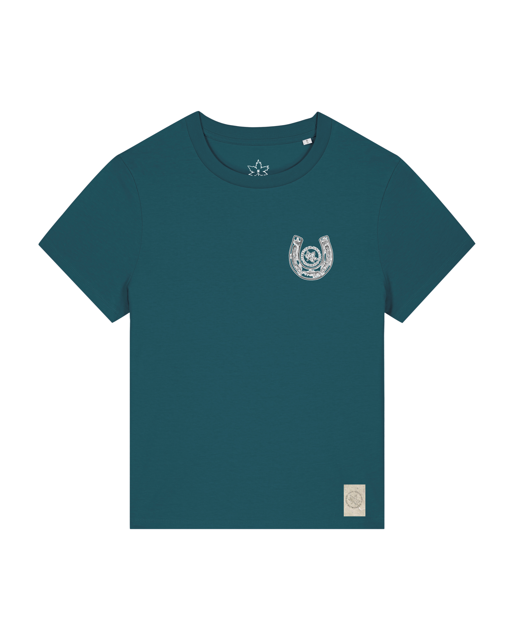bio-female-medium fit-tshirt-pferd (backprint)-sttw172-nordmanntanne-front