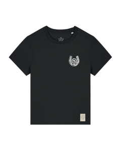 bio-female-medium fit-tshirt-pferd (backprint)-sttw172-schwarz-front