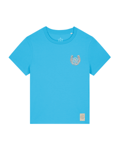 bio-female-medium fit-tshirt-pferd (backprint)-sttw172-wasserblau-front