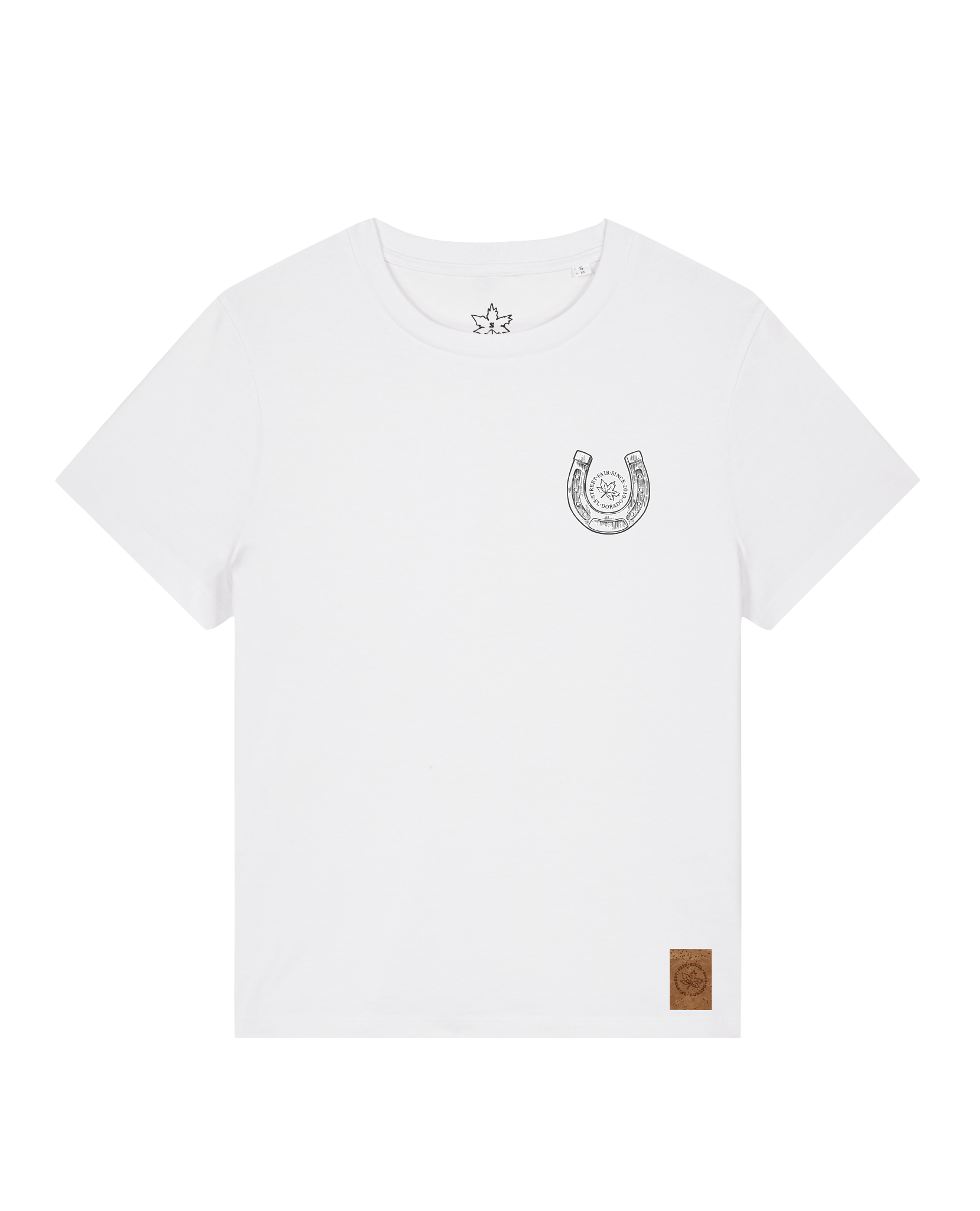 bio-female-medium fit-tshirt-pferd (backprint)-sttw172-weiß-front