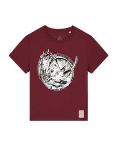 bio-female-medium fit-tshirt-rhinocchio-sttw172-burgunder rot-front