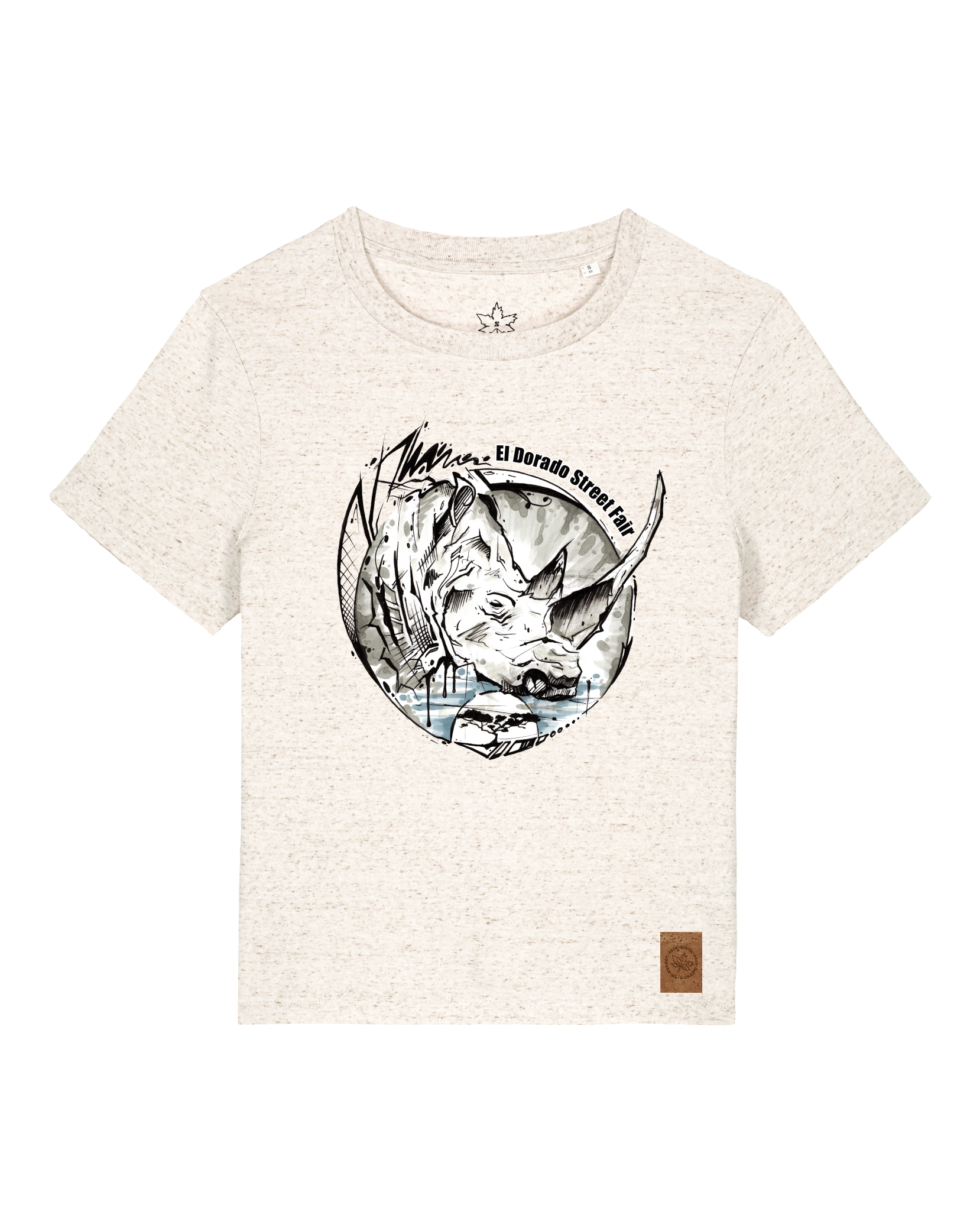 bio-female-medium fit-tshirt-rhinocchio-sttw172-elbsandstein-front