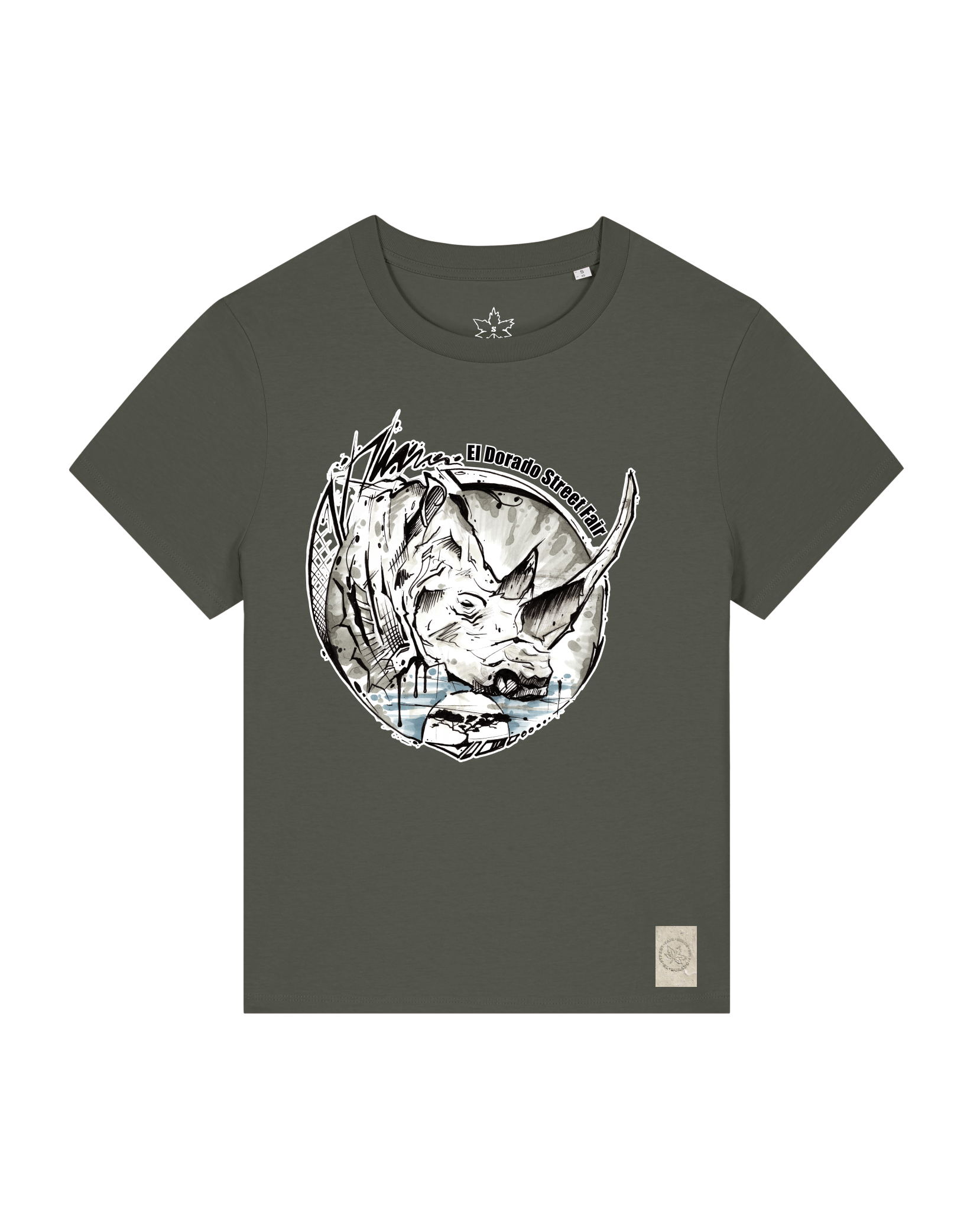bio-female-medium fit-tshirt-rhinocchio-sttw172-grunkohl-front