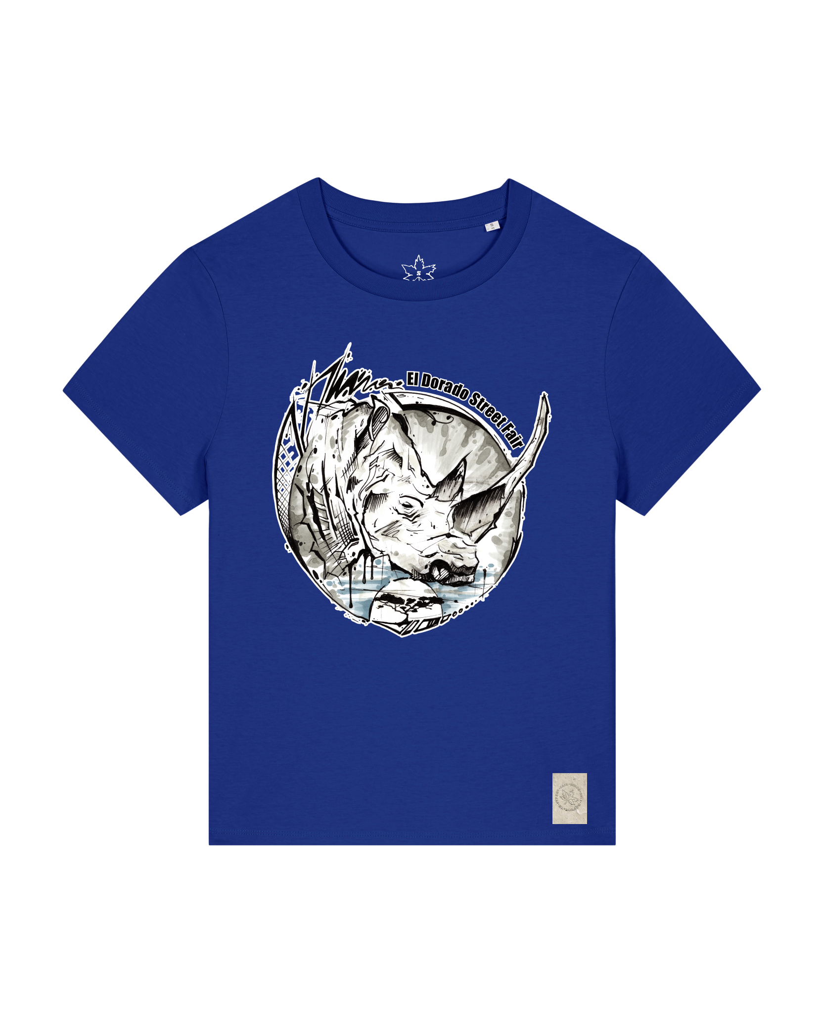 bio-female-medium fit-tshirt-rhinocchio-sttw172-kornblume-front