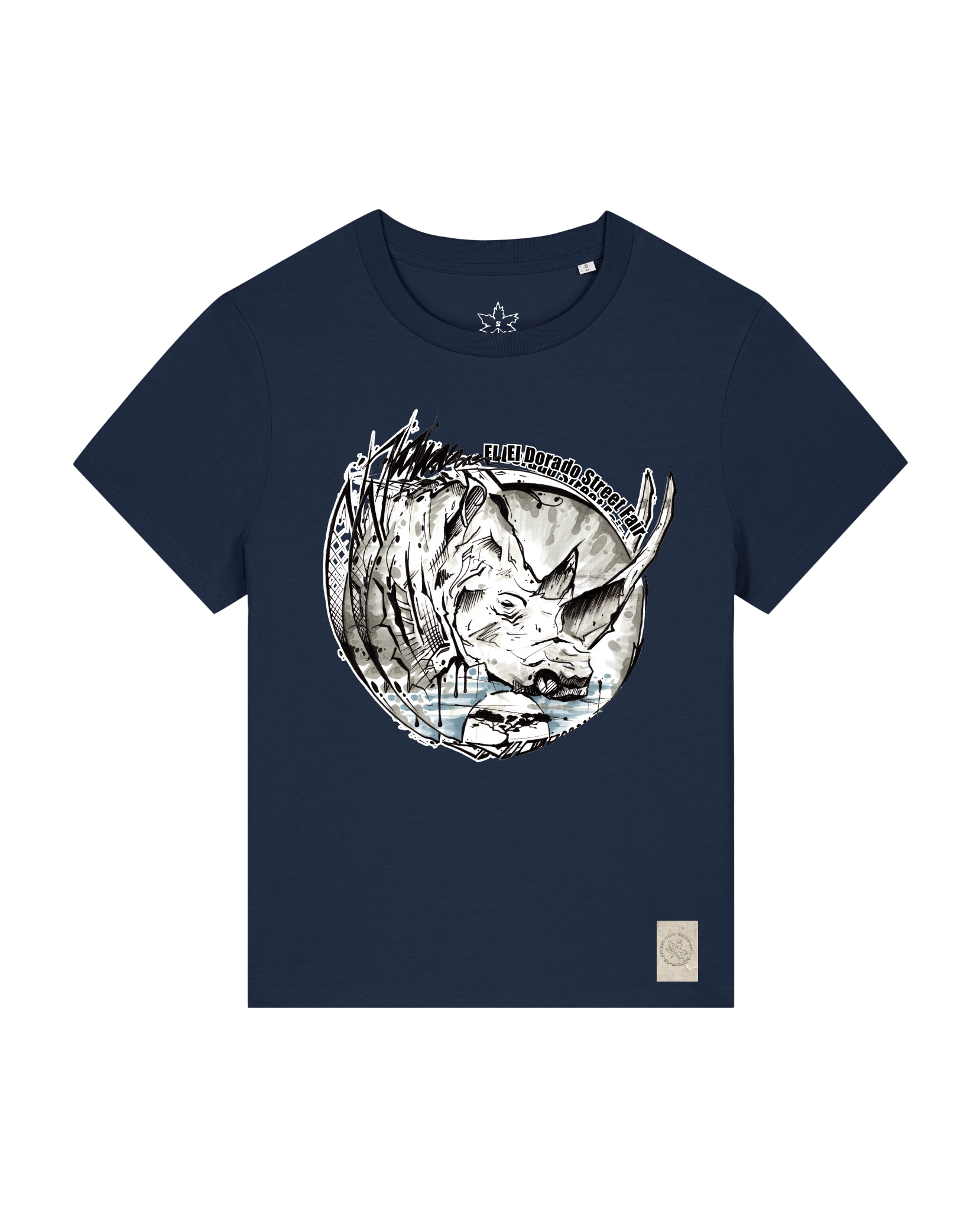 bio-female-medium fit-tshirt-rhinocchio-sttw172-marine-front