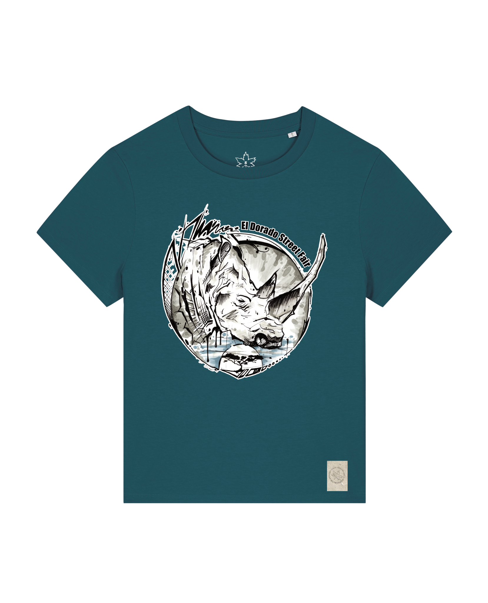 bio-female-medium fit-tshirt-rhinocchio-sttw172-nordmanntanne-front