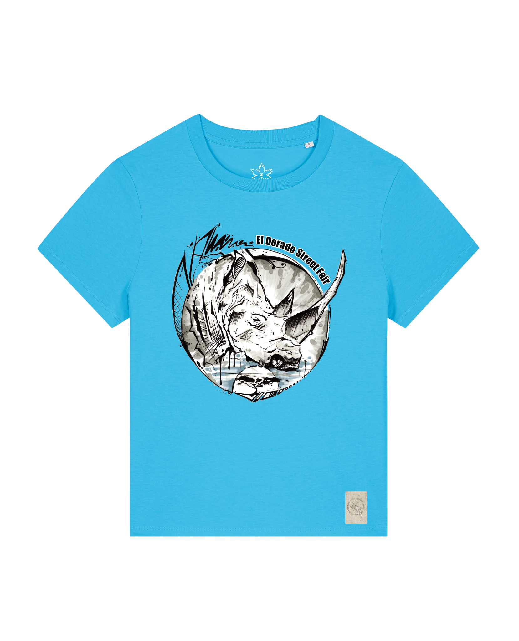 bio-female-medium fit-tshirt-rhinocchio-sttw172-wasserblau-front