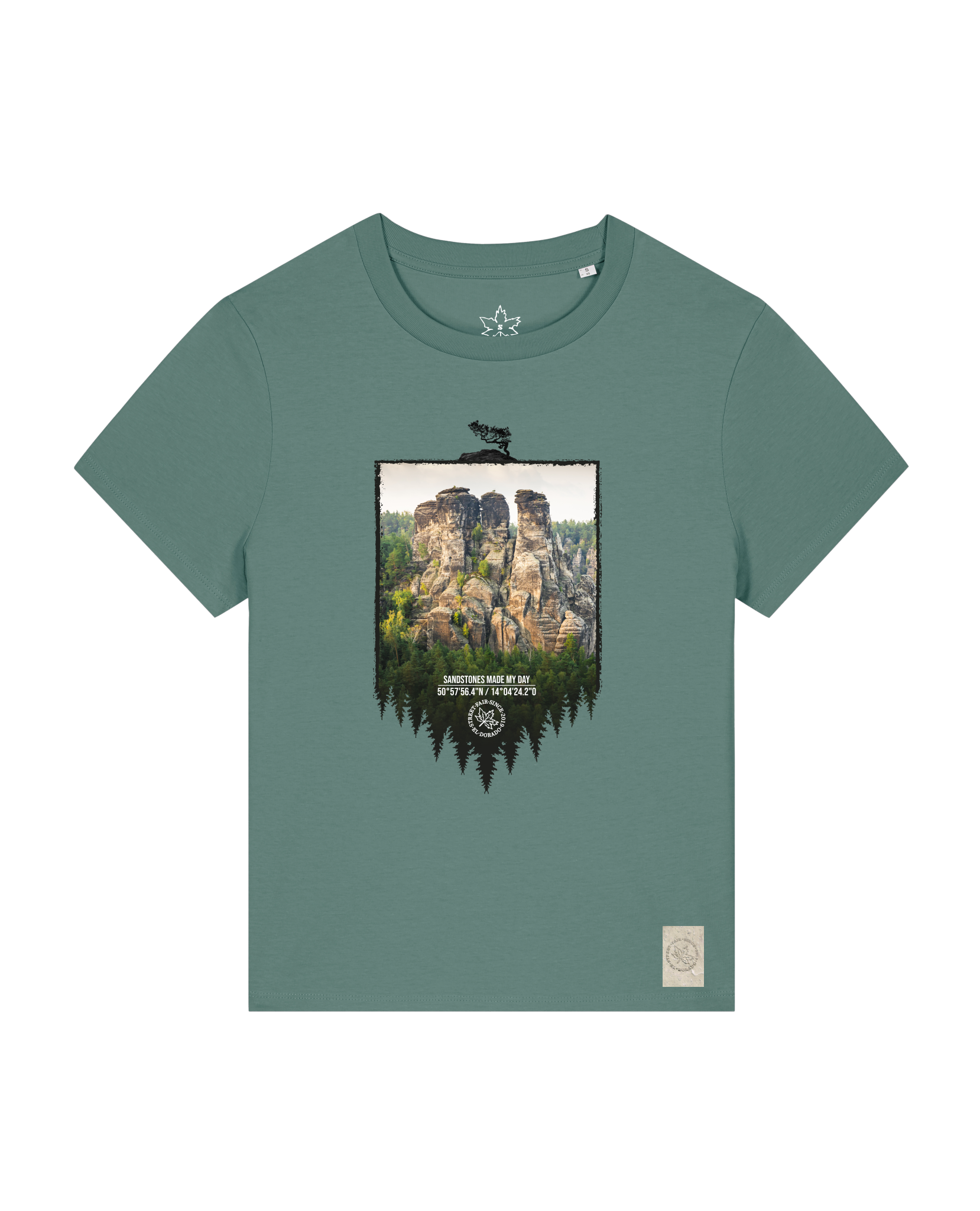 bio-female-medium fit-tshirt-sächsische schweiz-sttw172-blautanne-front