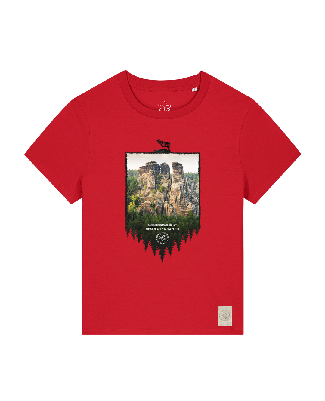 bio-female-medium fit-tshirt-sächsische schweiz-sttw172-erdbeere-front
