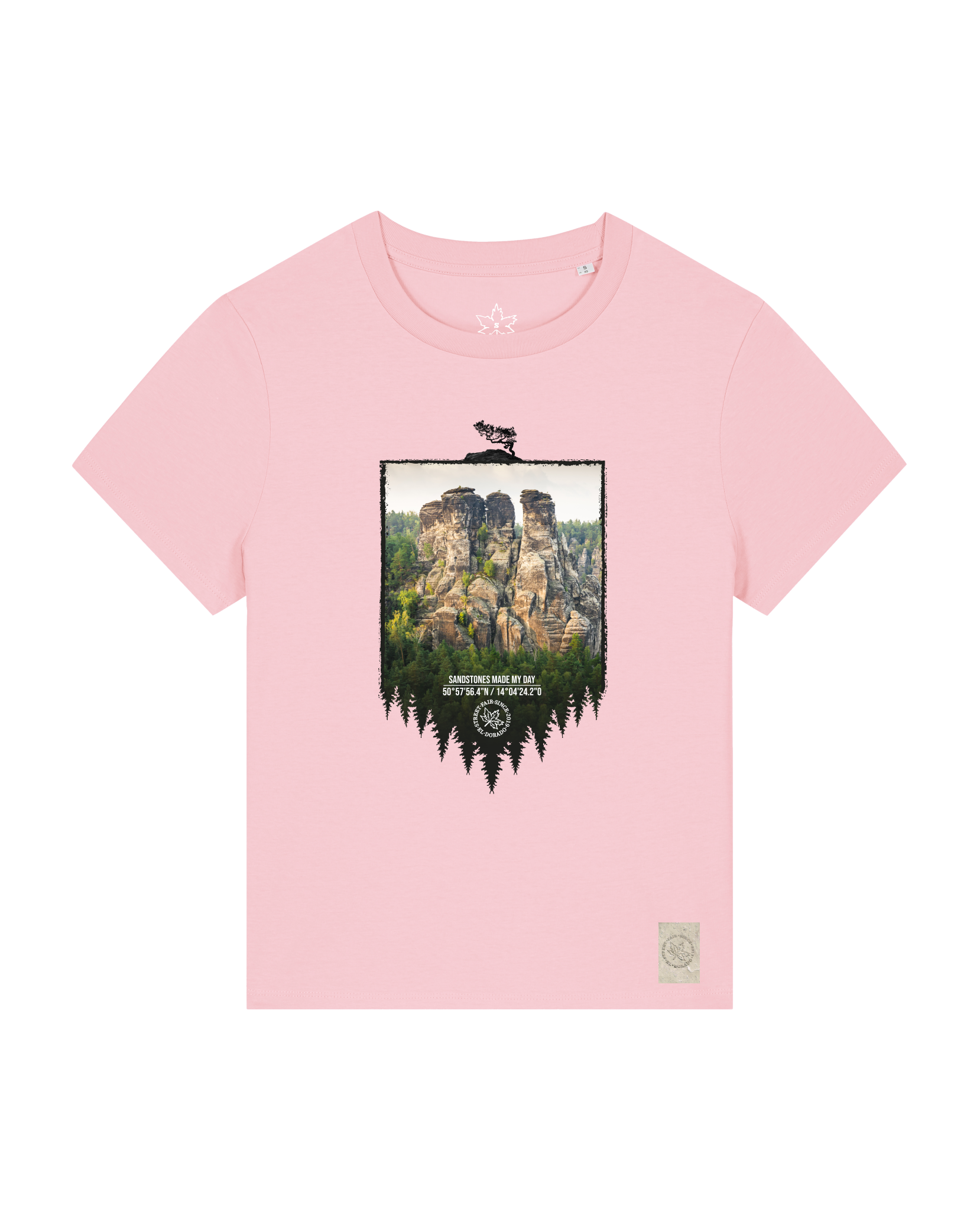 bio-female-medium fit-tshirt-sächsische schweiz-sttw172-flamingo-front