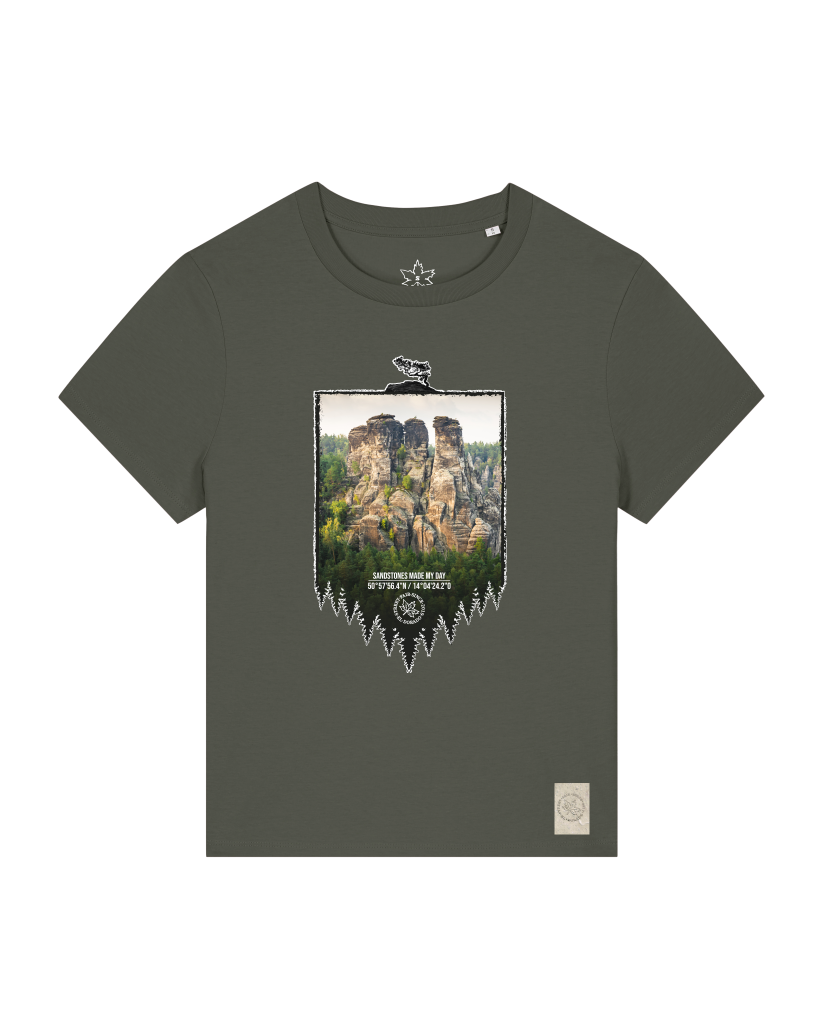 bio-female-medium fit-tshirt-sächsische schweiz-sttw172-grunkohl-front