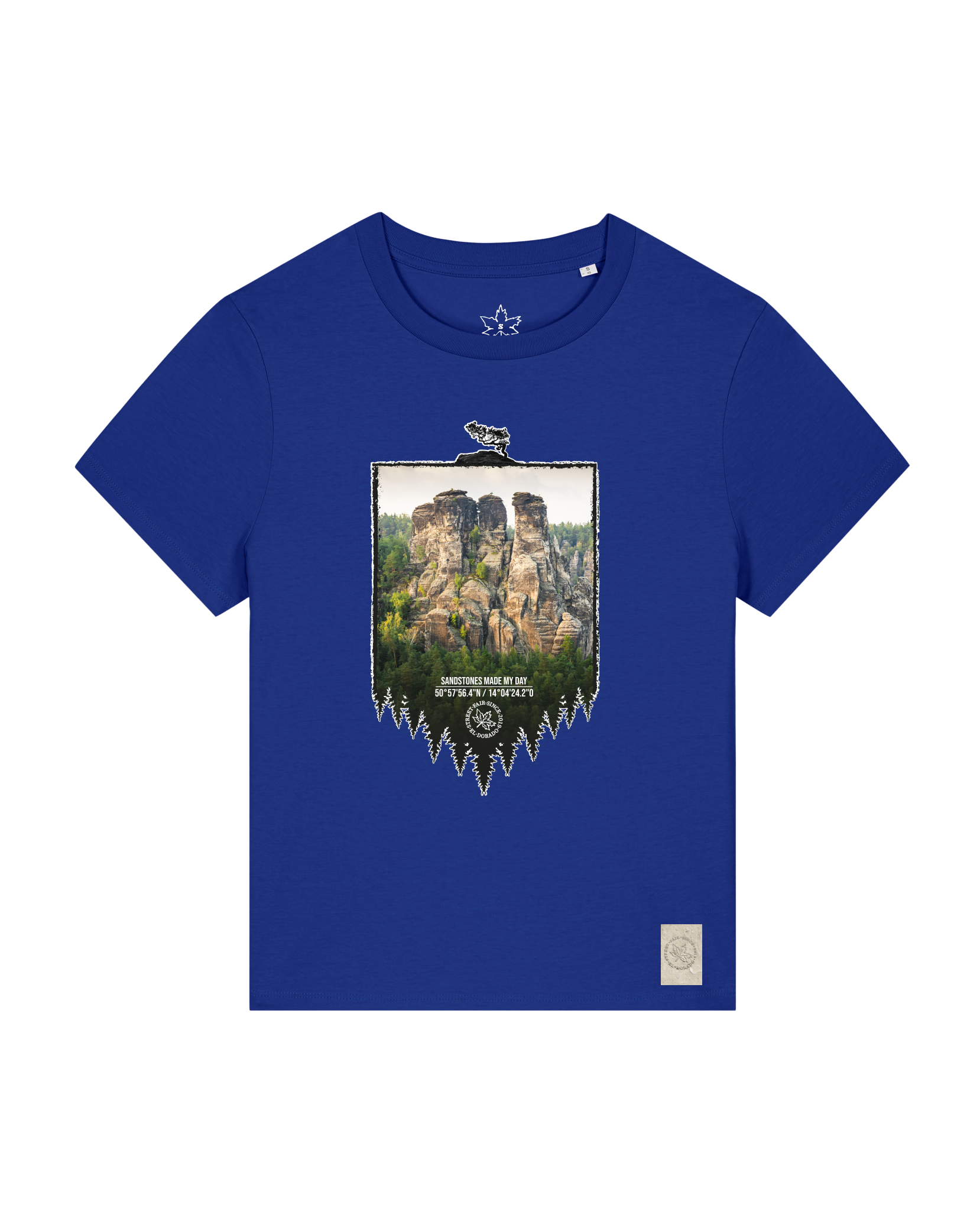 bio-female-medium fit-tshirt-sächsische schweiz-sttw172-kornblume-front