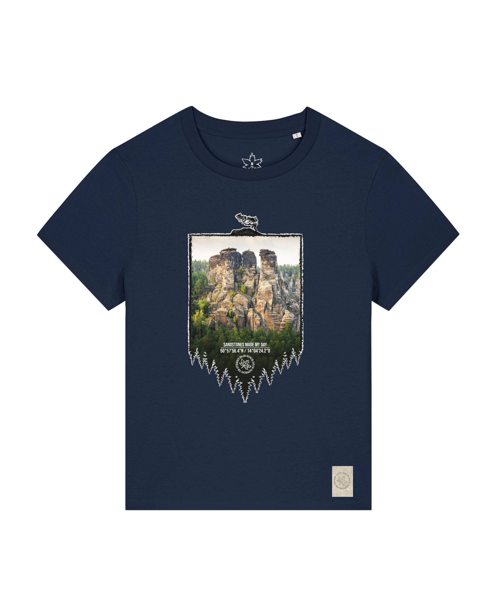 bio-female-medium fit-tshirt-sächsische schweiz-sttw172-marine-front