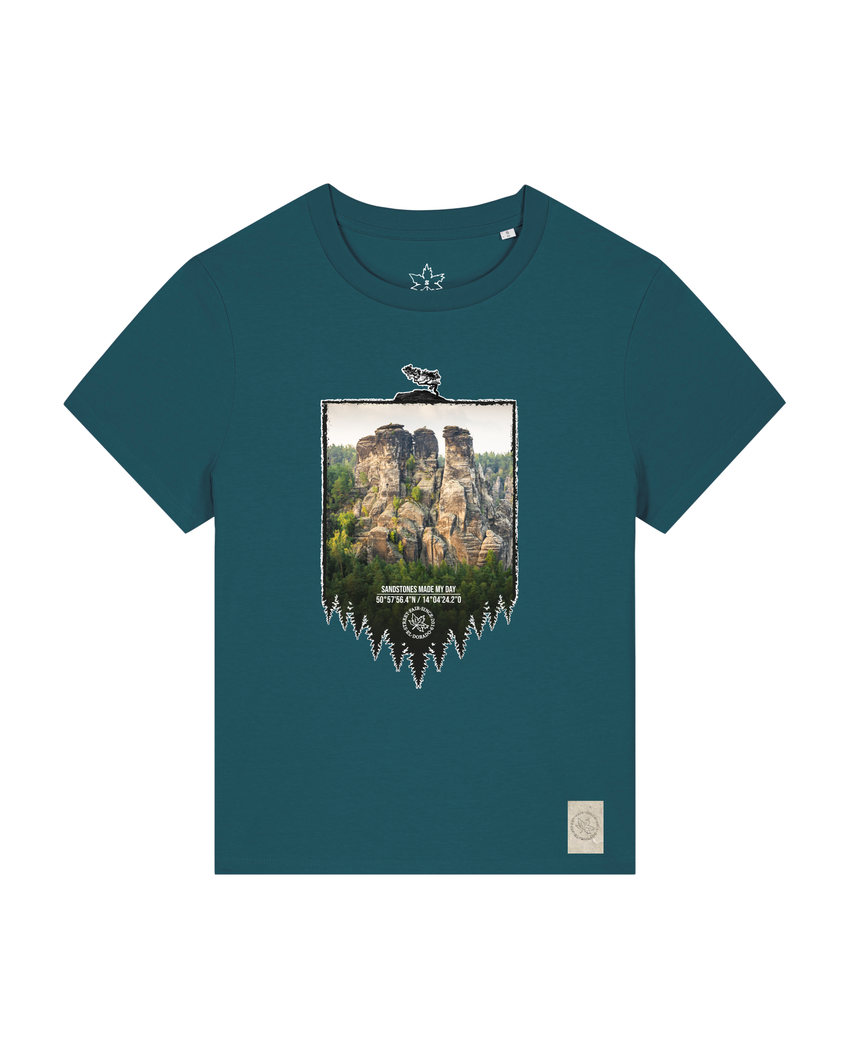 bio-female-medium fit-tshirt-sächsische schweiz-sttw172-nordmanntanne-front
