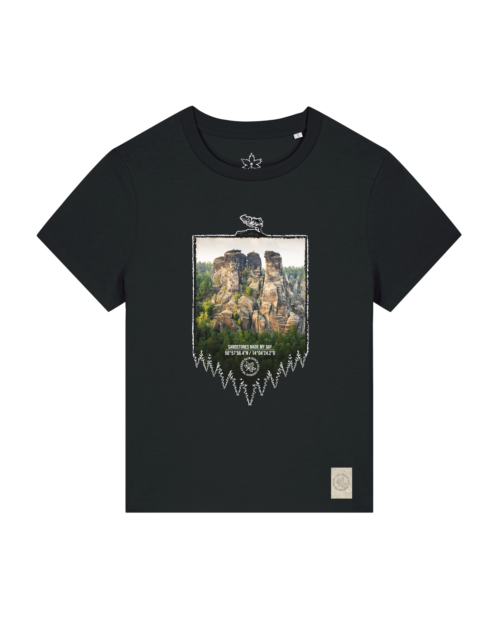 bio-female-medium fit-tshirt-sächsische schweiz-sttw172-schwarz-front