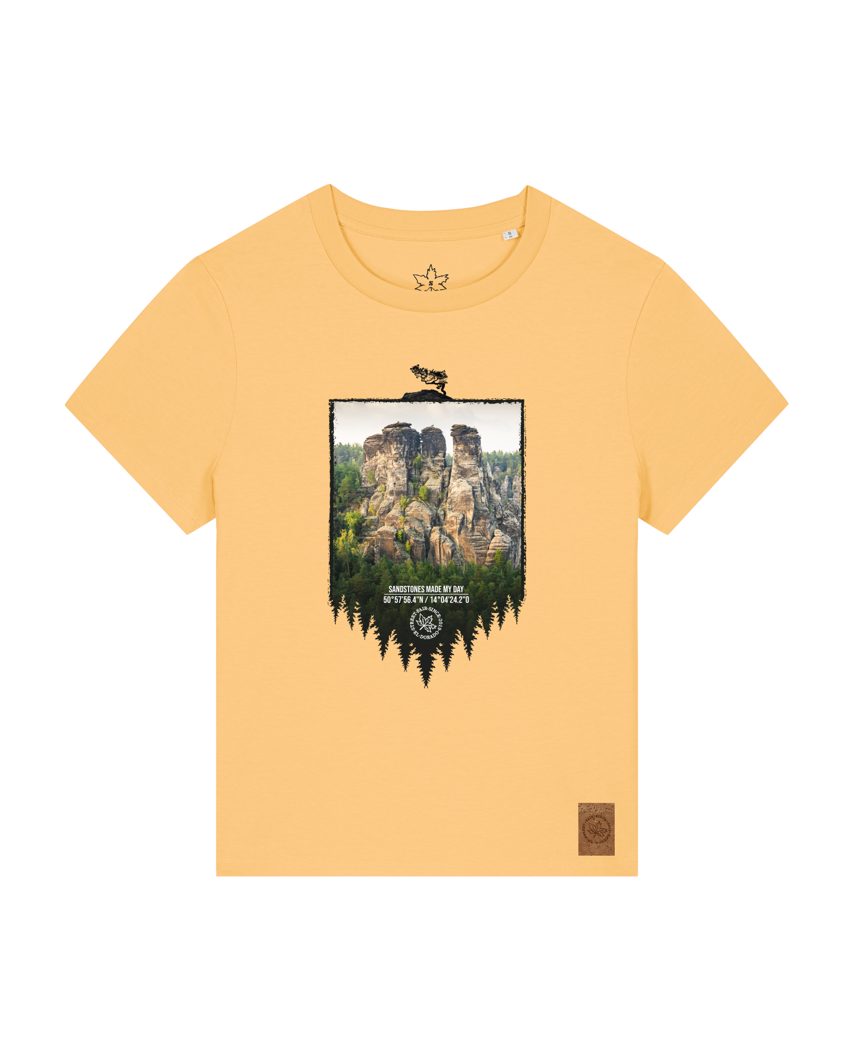 bio-female-medium fit-tshirt-sächsische schweiz-sttw172-senfkorn-front