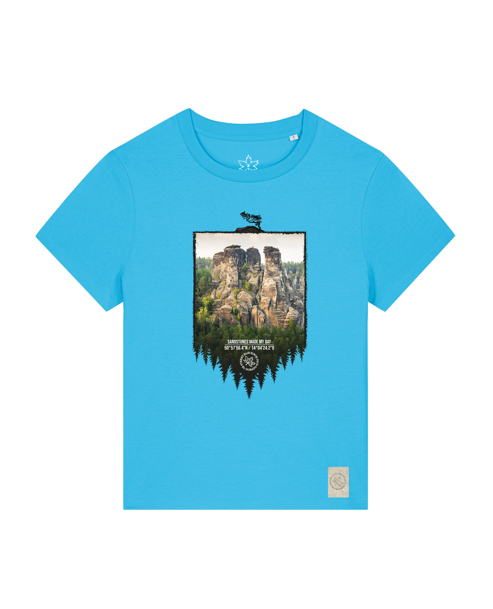 bio-female-medium fit-tshirt-sächsische schweiz-sttw172-wasserblau-front