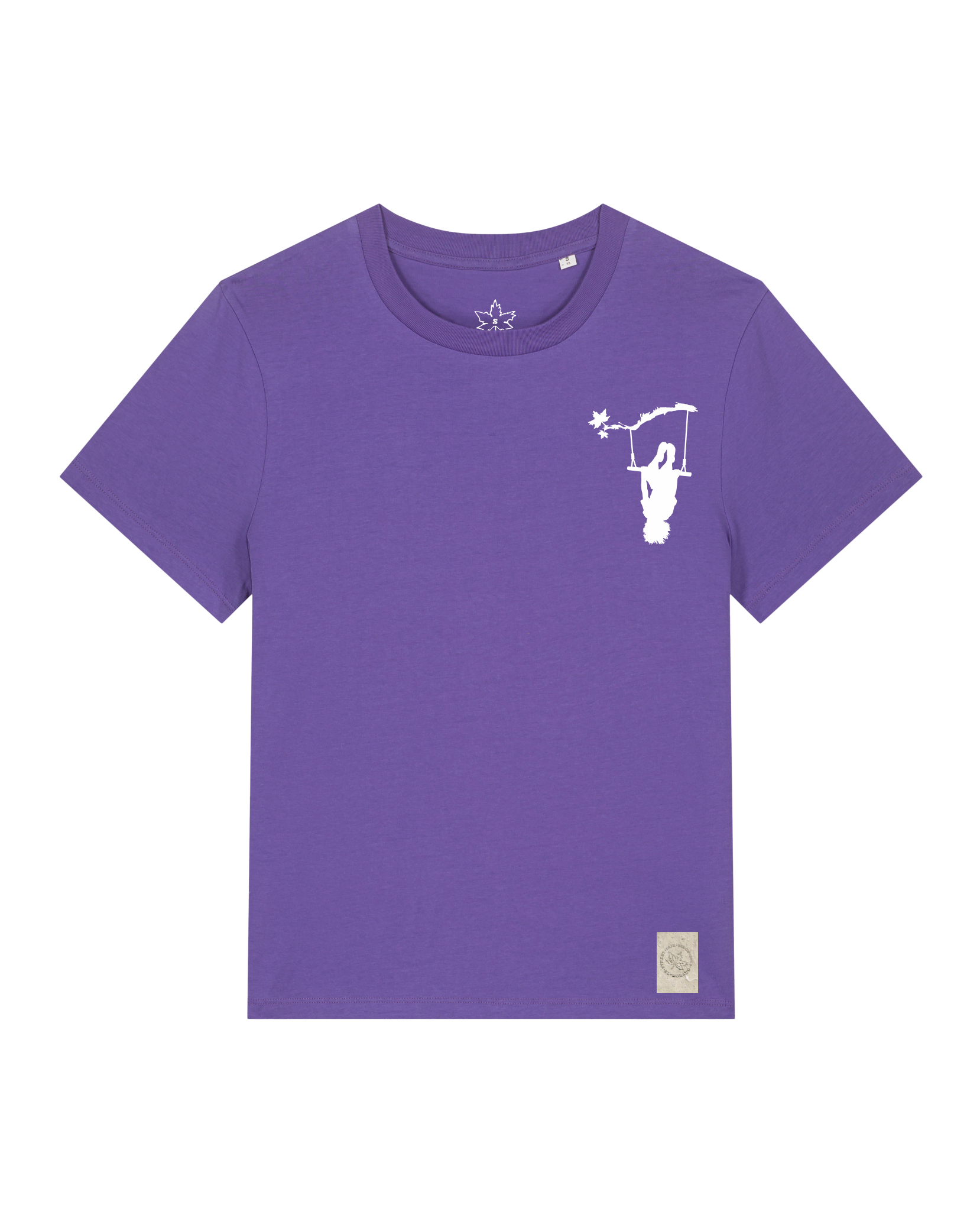 bio-female-medium fit-tshirt-schaukeln (backprint)-sttw172-blaukraut-front