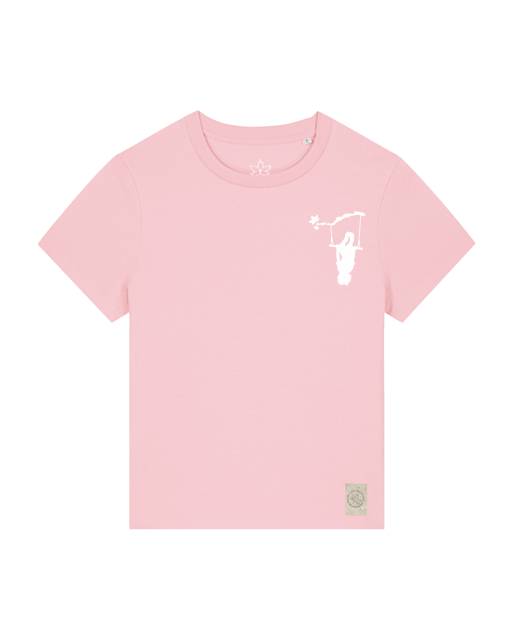 bio-female-medium fit-tshirt-schaukeln (backprint)-sttw172-flamingo-front