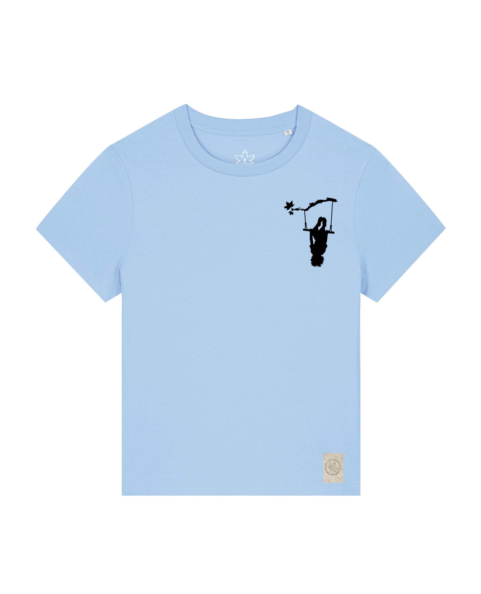 bio-female-medium fit-tshirt-schaukeln (backprint)-sttw172-lagune-front