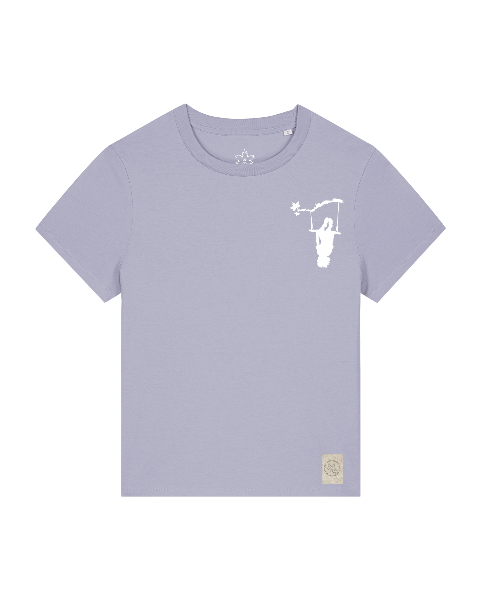 bio-female-medium fit-tshirt-schaukeln (backprint)-sttw172-lavender-front